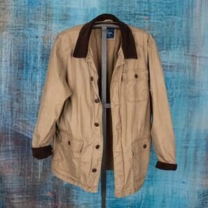 Old Navy Classic Cotton Chore Coat Jacket Men's XXL 2XL Corduroy Trim **Flaws**